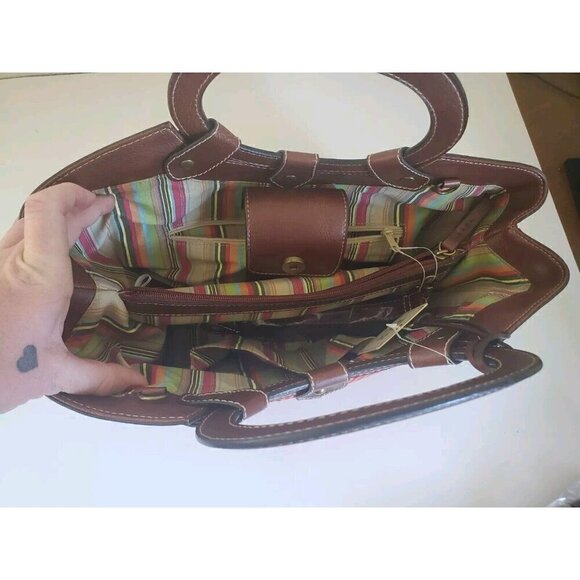 Fossil Purse Belize Ring Satchel Orange Beachy Shoulder strap 78083 NWT - Picture 7 of 16